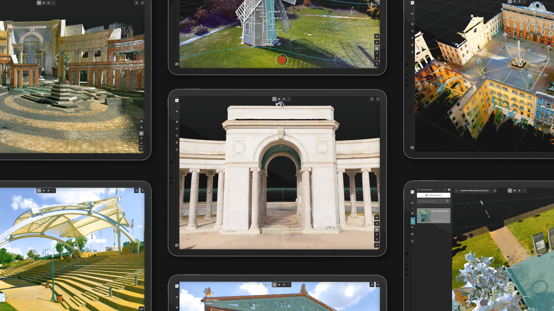Multiple tablets with environment render graphic