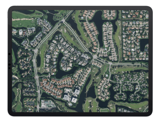 iPad aerial imagery of suburbs