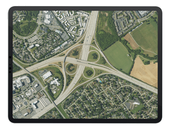 iPad aerial highway imagery