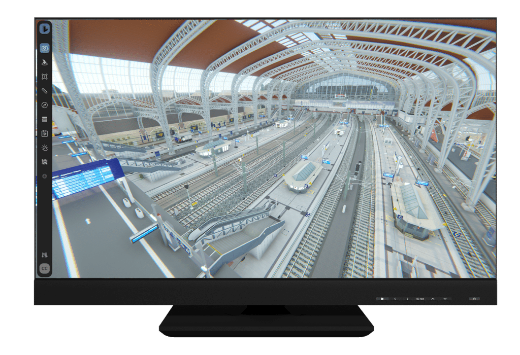 Interior train station render loclab on monitor