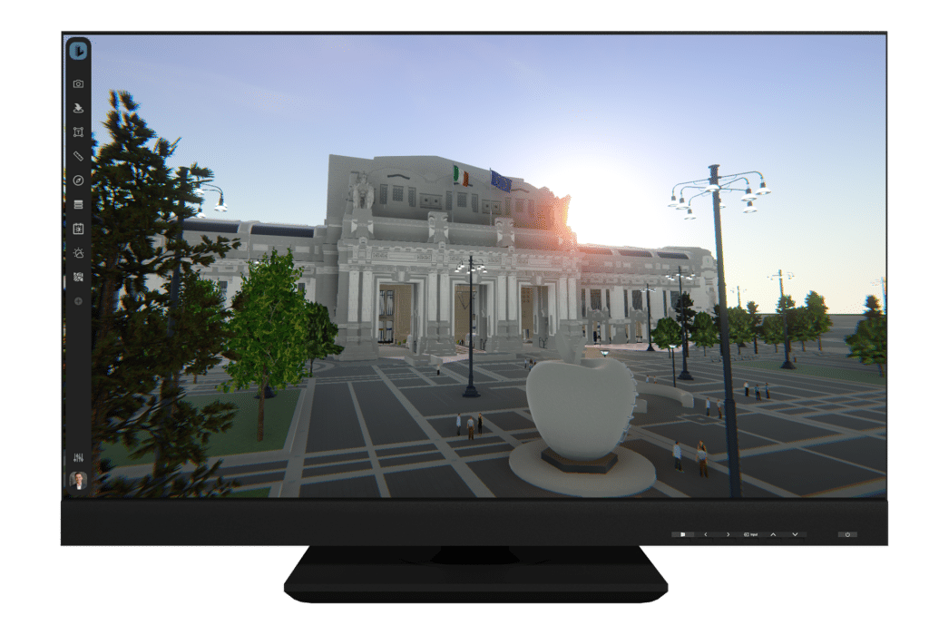 building architecture rendering on monitor